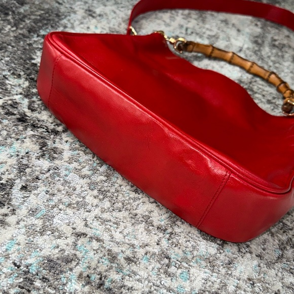 Vintage 90s Gucci Bamboo Handle Leather 2-Way Bag + COA - Picture 8 of 15